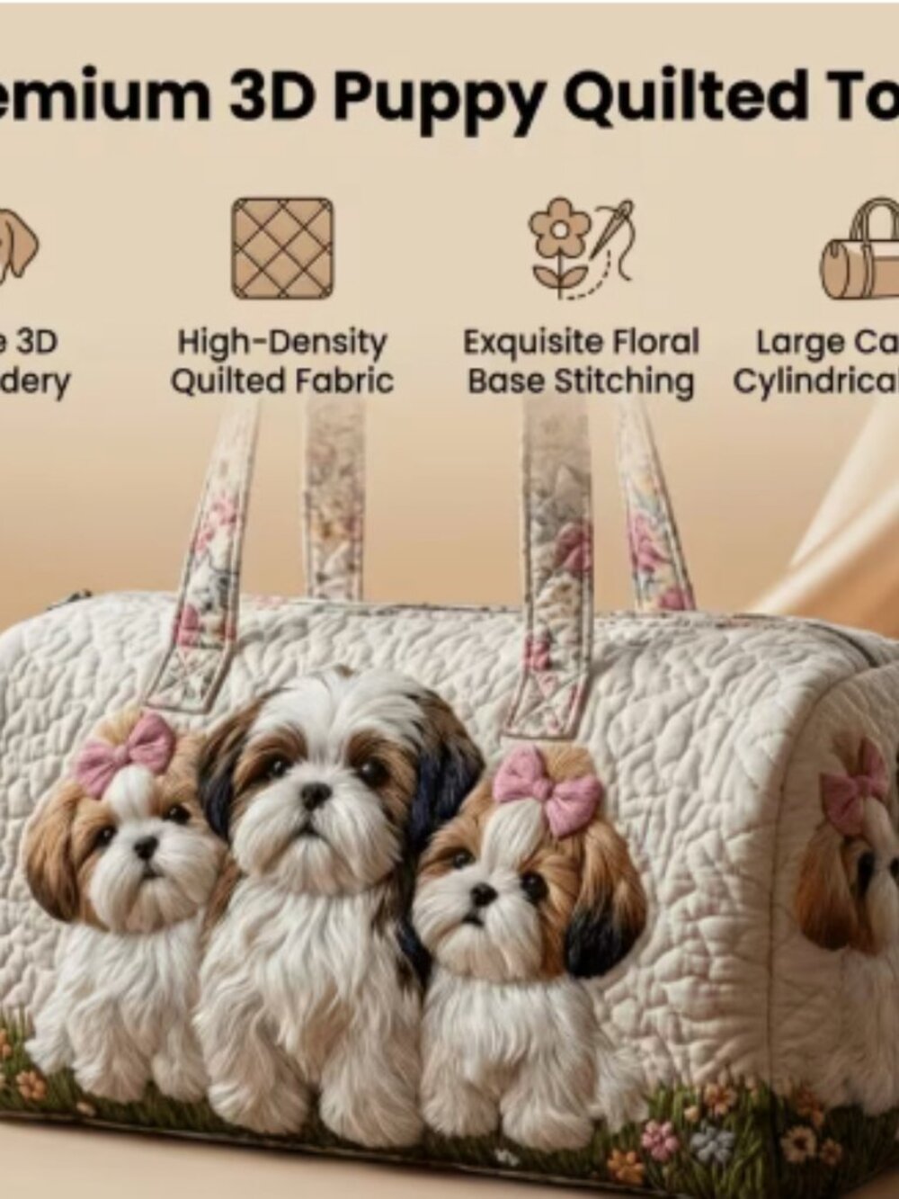 NEW Puppies Quilted Travel/Duffle Bag - Picture 2 of 2